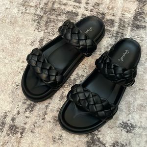 Qupid Strappy Braided Sandal - Black - Size 9